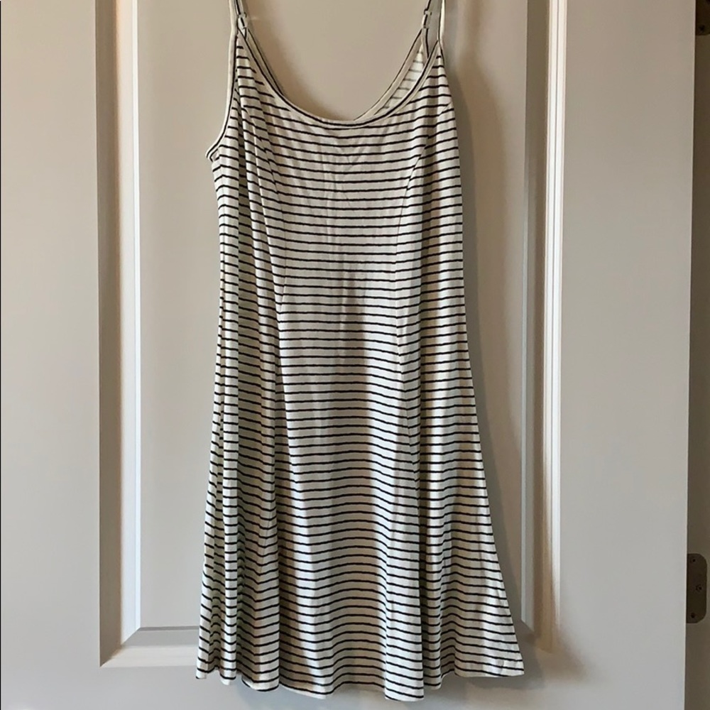 Navy & off white fit & flare dress - some stretch